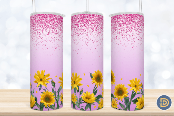 Sunflower Glitter Purple Tumbler PNG for Craft & Graphics